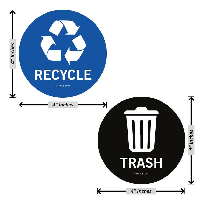 SICOL PLUS Recycle Bin Sticker - Trash Can Decals 4 x 4 Inches Round - Image 2